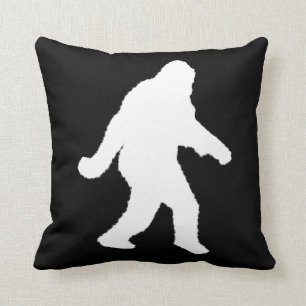 White Sasquatch Silhouette For Dark Backgrounds Cushion