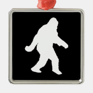 White Sasquatch Silhouette For Dark Backgrounds Metal Tree Decoration