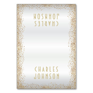 White Satin and Gold Confetti - Place Cards