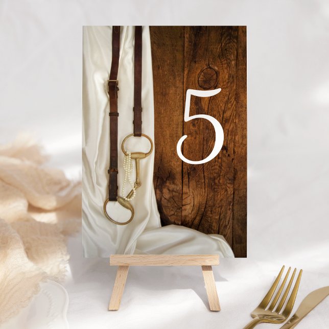 White Satin and Horse Bit Country Western Wedding Table Number (Creator Uploaded)