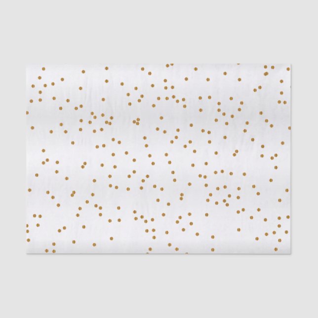 White Satin and Metallic Gold Dots  Tissue Paper (Front)