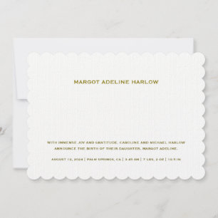 White Scalloped Gender Neutral Birth Announcement