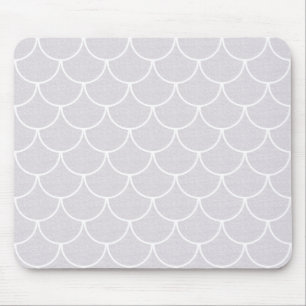 White Scalloped Mermaid Scale Pattern Mouse Pad