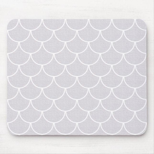 White Scalloped Mermaid Scale Pattern Mouse Pad (Front)