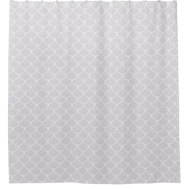 White Scalloped Mermaid Scale Pattern Shower Curtain (Front)