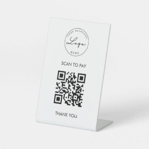 White Scan Me QR Code Logo Pedestal Sign