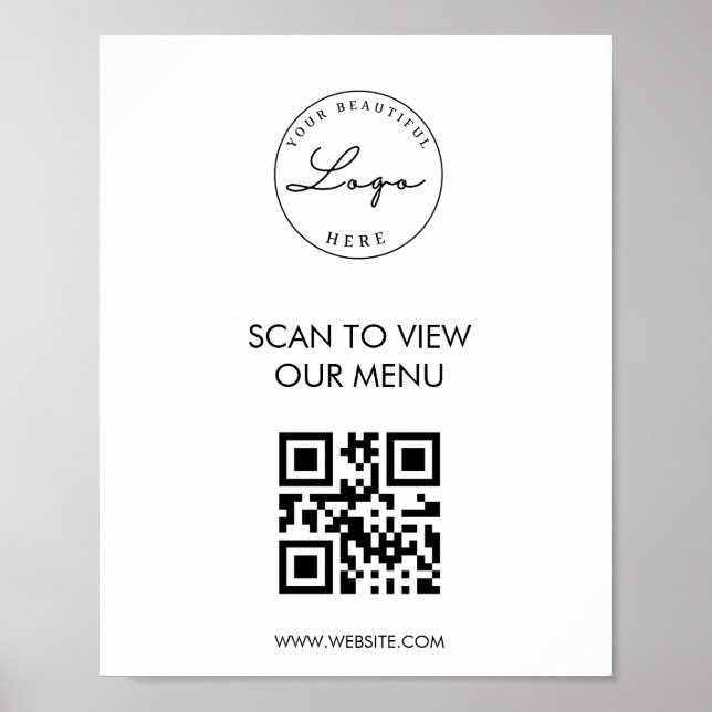 White Scan Me QR Code Price List Menu Poster (Front)