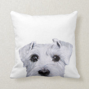 White Schnauzer, original painting and design Cushion
