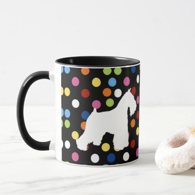 White Schnauzer Polka Dot Coffee Mug (With Donut)