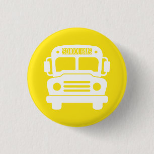 White School Bus on Yellow Background 3 Cm Round Badge