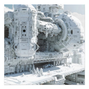 White Sci-Fi Space Base Photo Print