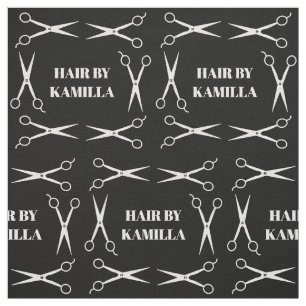 White Scissor Frame Hair Stylist Add Name Fabric