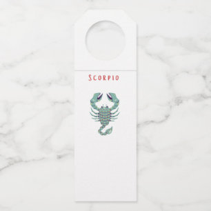 White Scorpio, zodiac, star sign Bottle Tag