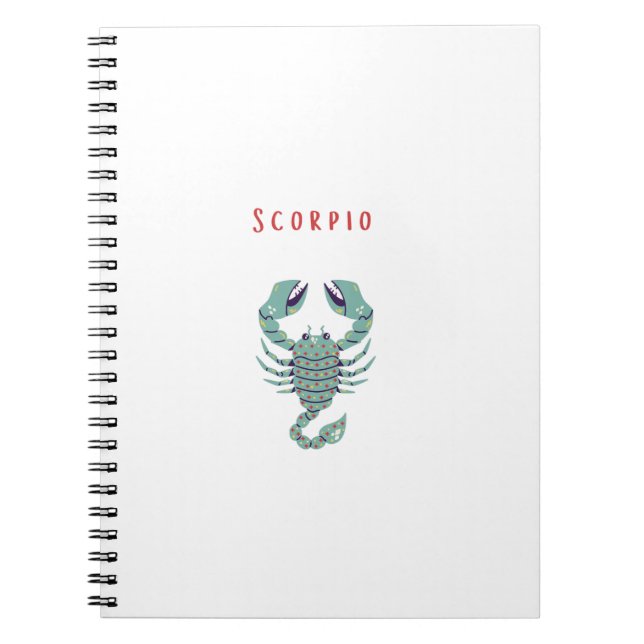 White Scorpio, zodiac, star sign Notebook (Front)