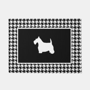 White Scottie on Houndstooth Doormat