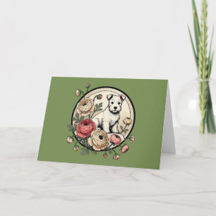 White Scottish Terrier Art Cute Scottie Card