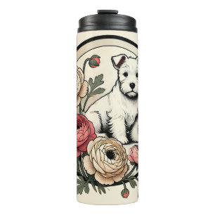 White Scottish Terrier Art Cute Scottie Thermal Tumbler