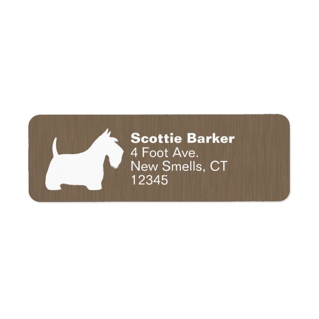 White Scottish Terrier Silhouette Return Address Label (Front)