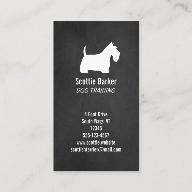 White Scottish Terrier Silhouette | Scottie Dog Business Card (Front)
