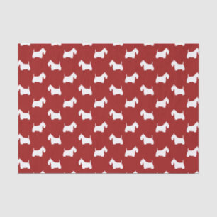 White Scottish Terrier Silhouettes Pattern Red Tissue Paper