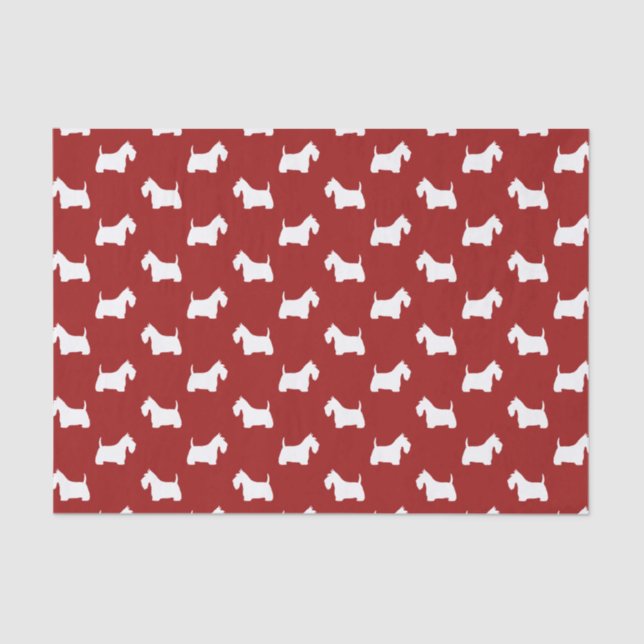 White Scottish Terrier Silhouettes Pattern Red Tissue Paper (Front)
