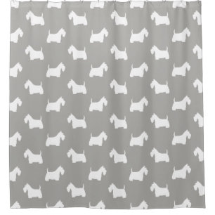 White Scottish Terrier Silhouettes Pattern Shower Curtain