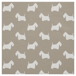 White Scottish Terrier Silhouettes   Scottie Dogs Fabric