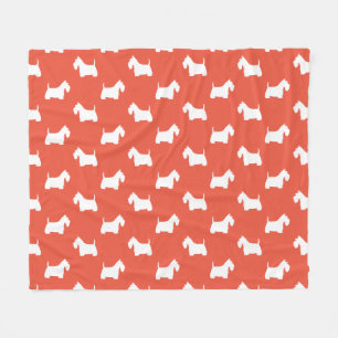 White Scottish Terriers Scottie Dog Silhouettes Fleece Blanket
