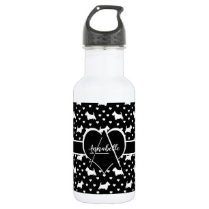White Scottish Terriers (Scottie Dogs) - Black 532 Ml Water Bottle