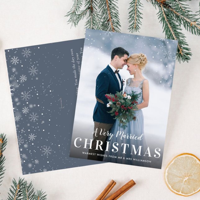White script christmas wedding announcement postcard (Creator Uploaded)