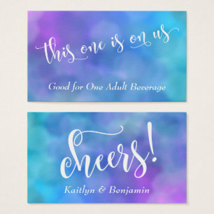 White Script Colourful Pastel Bokeh Drink Tickets