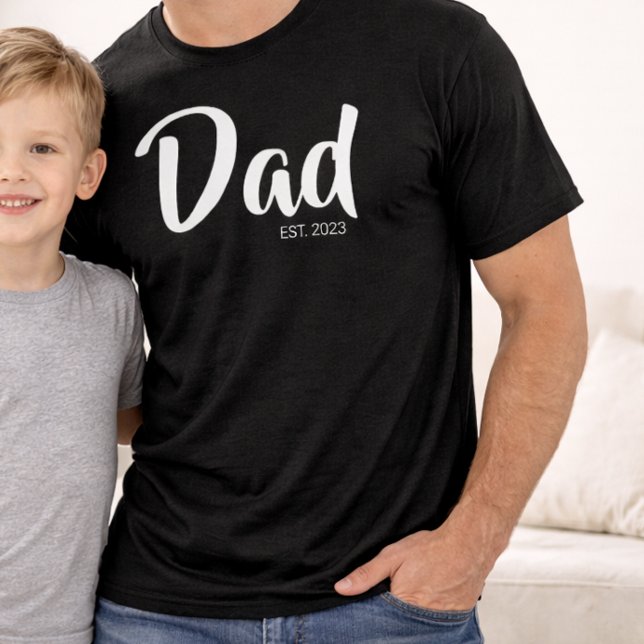 White Script Established Dad T-Shirt (White Script Established Dad Black T-Shirt)