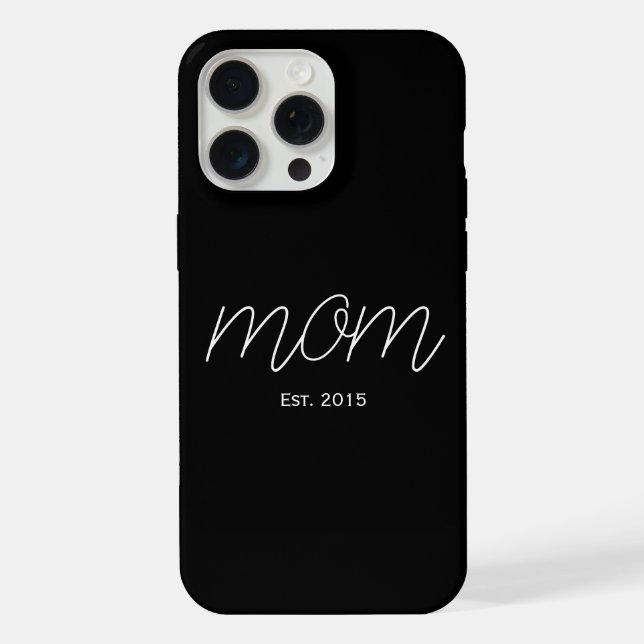 White Script Established Mom Black  iPhone Case (Back)