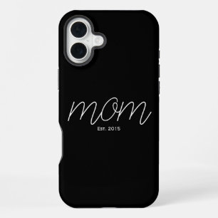 White Script Established Mom Black iPhone 16 Plus Case