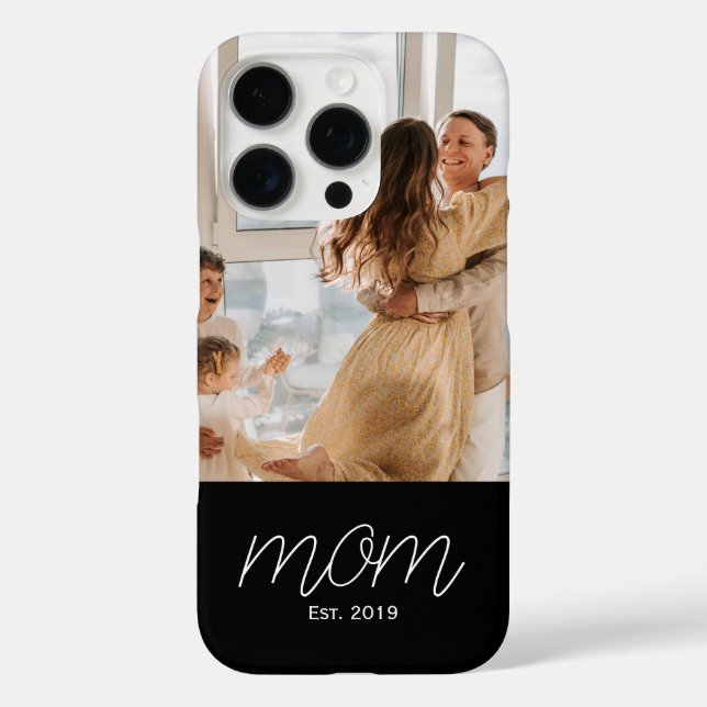 White Script Established Mum Black Customisable  Case-Mate iPhone Case (Back)