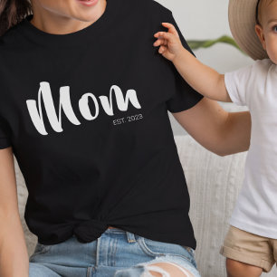 White Script Established Mum Black T-Shirt