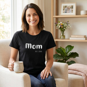 White Script Established Mum Cute Hearts T-Shirt