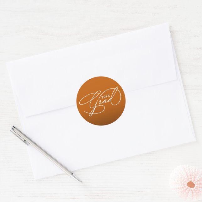 White Script Graduation Burnt Orange Envelope Seal (Envelope)