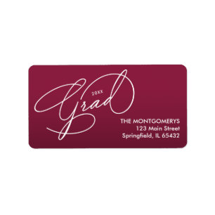 White Script Graduation Maroon Return Address Label