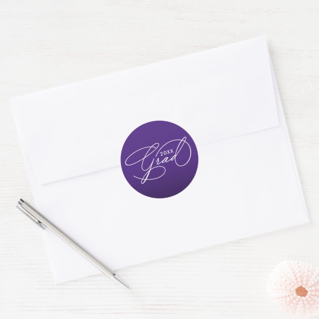White Script Graduation Purple Envelope Seal (Envelope)