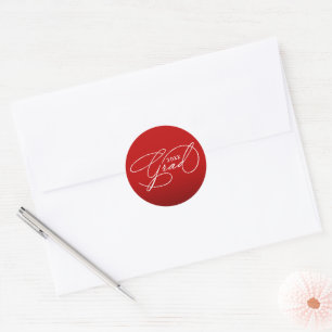 White Script Graduation Scarlet Red Envelope Seal