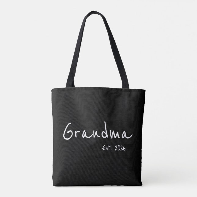 White script Grandma established Tote Bag (Back)