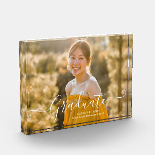 White Script Modern Graduate Graduation Photo Block