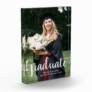 White Script Modern Graduate Graduation Photo Block