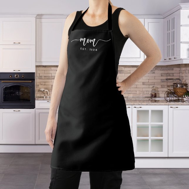 White Script Mum Established Year Apron (Creator Uploaded)