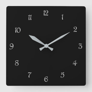 White Script Numbers On Black Wall Clock