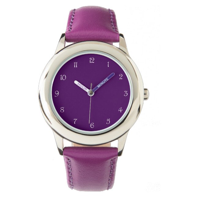 White Script Numbers On Purple wacnt Watch (Front)
