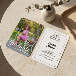 White Script Photo 2027 Grad Party Business Card