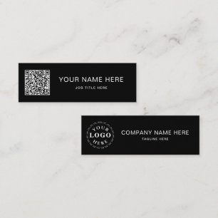 White Script QR on Black Mini Calling Card Design