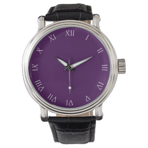 White Script Roman Numbers On Purple Mens cn Watch